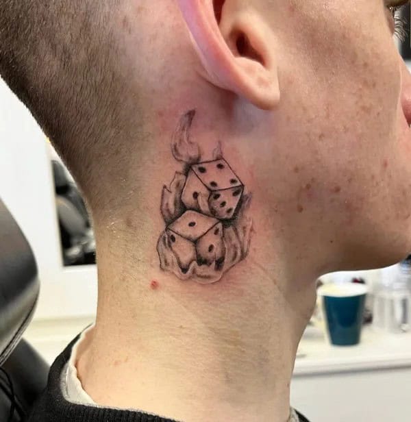 Dice Tattoo On Neck