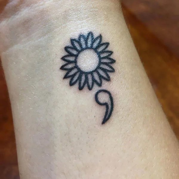 Sunflower Semicolon Tattoo