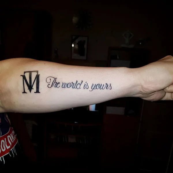 “The World Is Yours” Finger Tattoo