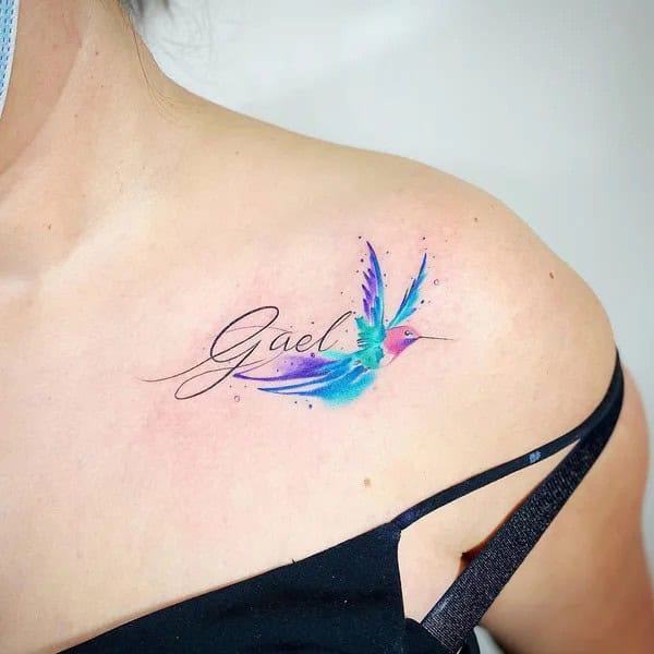 Watercolor Hummingbird Tattoo