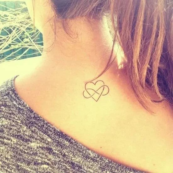 Infinity Heart Tattoo on Neck