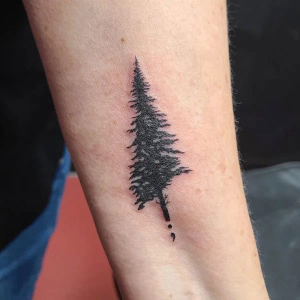 Pine Tree Silhouette Tattoo