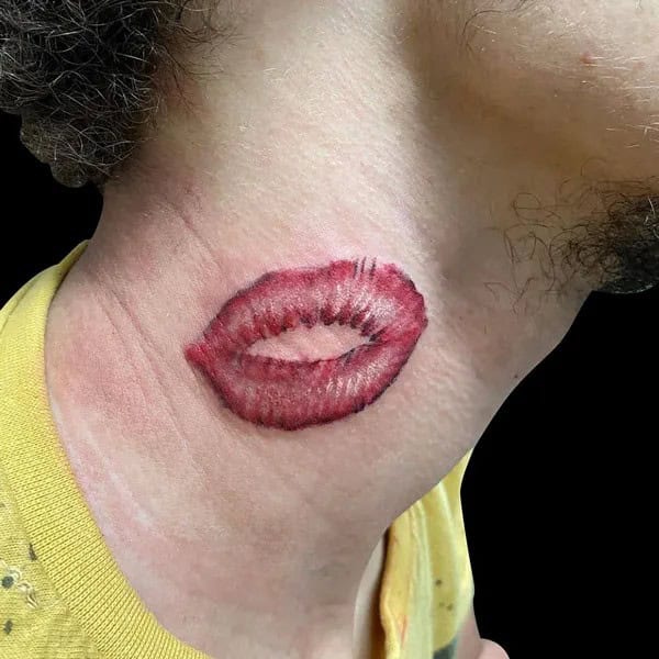 Feisty Neck Lip Tattoo