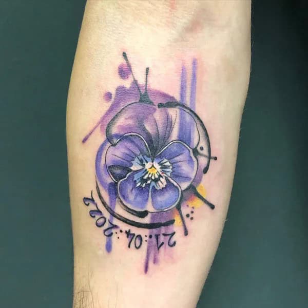 Watercolor February Birth Flower Tattoo