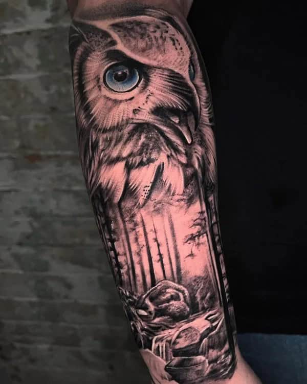 Negative Space Owl Tattoo