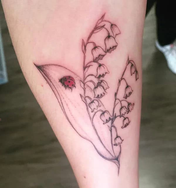 May Birth Flower and Ladybug Tattoo