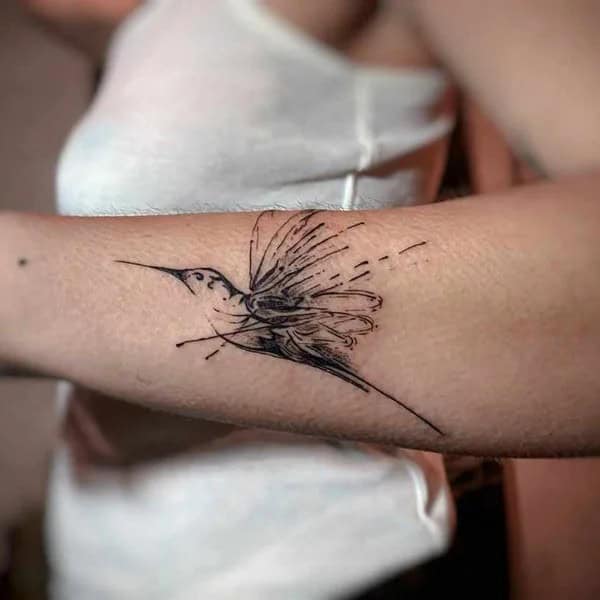 Delicate Hummingbird Tattoo