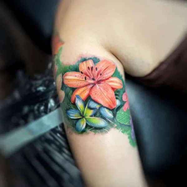 Watercolor Tiger Lily Tattoo