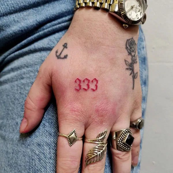 333 Behind The Neck Tattoo