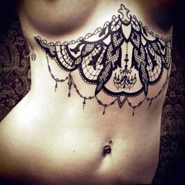 Lace Under Breast Tattoos