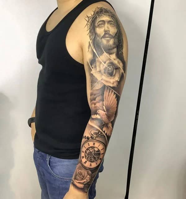 Jesus Sleeve Tattoo