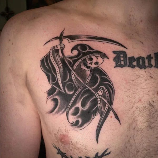 Grim Reaper Chest Tattoo