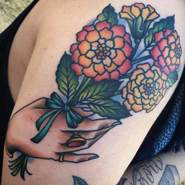 Traditional Marigold Tattoo