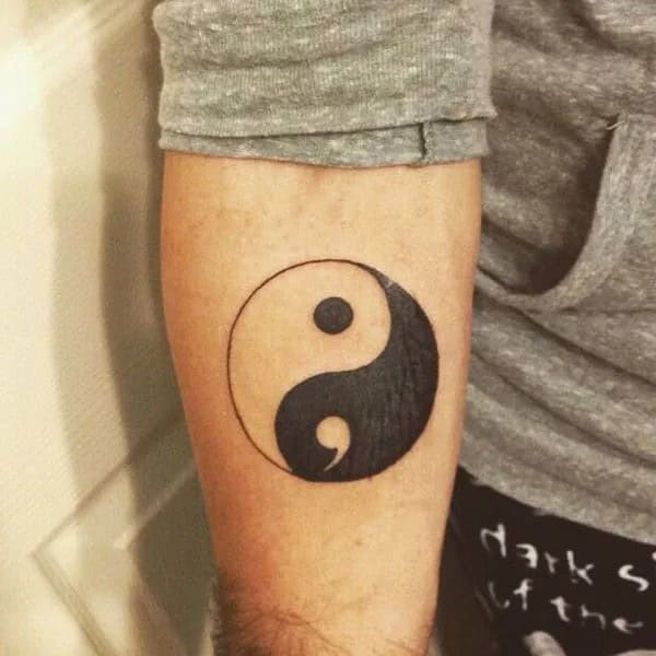 Semicolon Yin Yang Tattoo