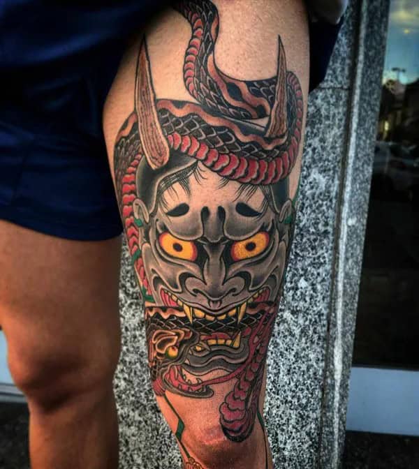 Japanese Snake Hannya Mask Tattoo