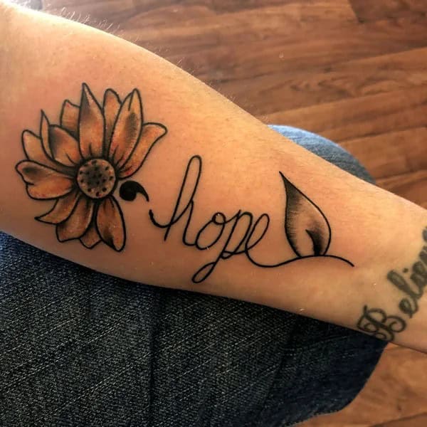 Sunflower Semicolon Tattoo