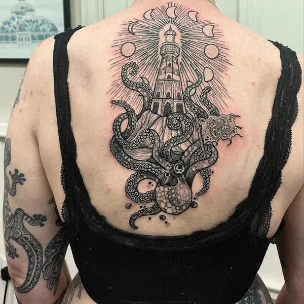 Kraken Back Tattoo