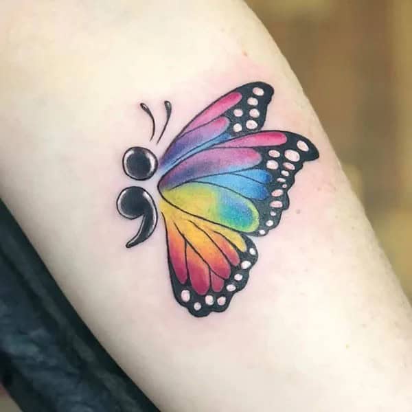 Butterfly Semicolon Tattoos