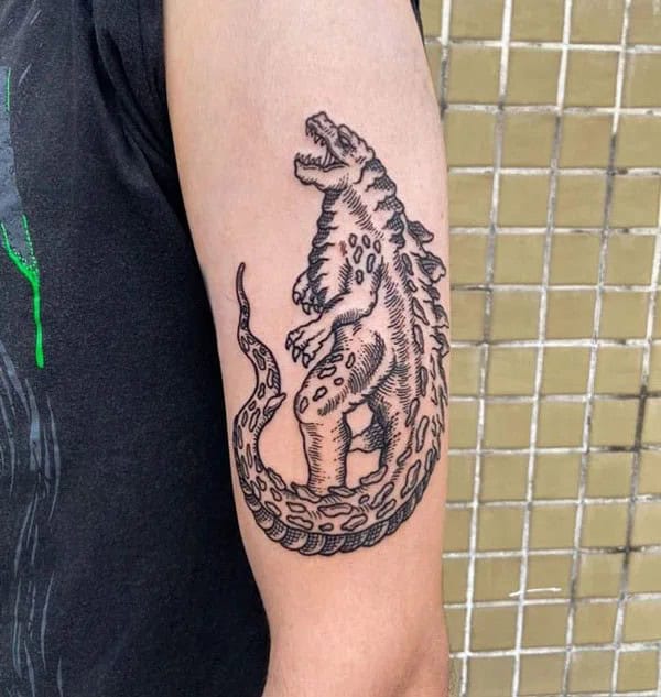 Godzilla vs Ghidorah tattoo