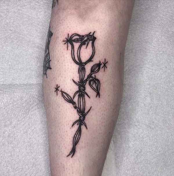 Barbed Wire Rose Tattoo