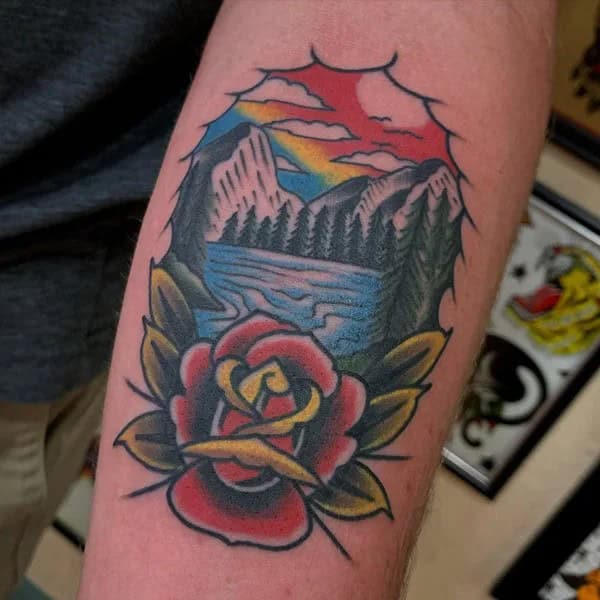 Traditional Mountain Tattoo