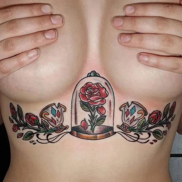 Rose Underboob Tattoo