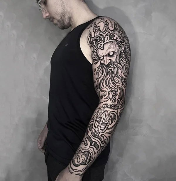 Poseidon Sleeve Tattoo