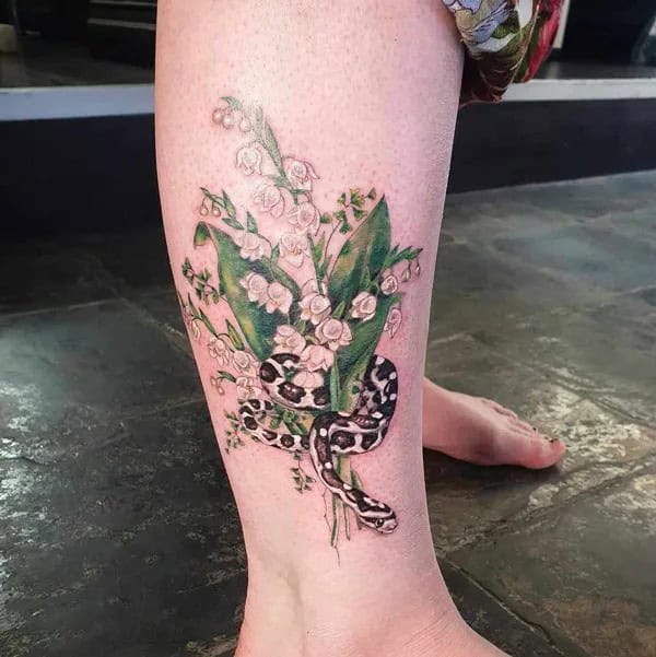 Lily of the Valley and Snake Tattoo