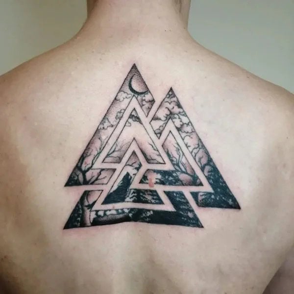 Valknut Back Tattoo