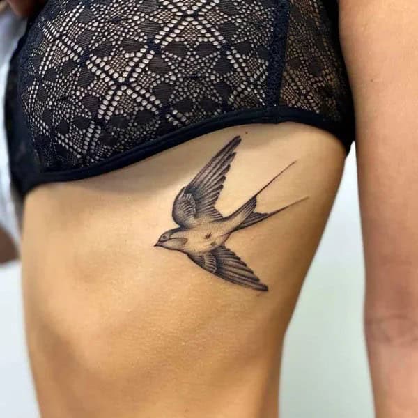 Bird Underboob Tattoo