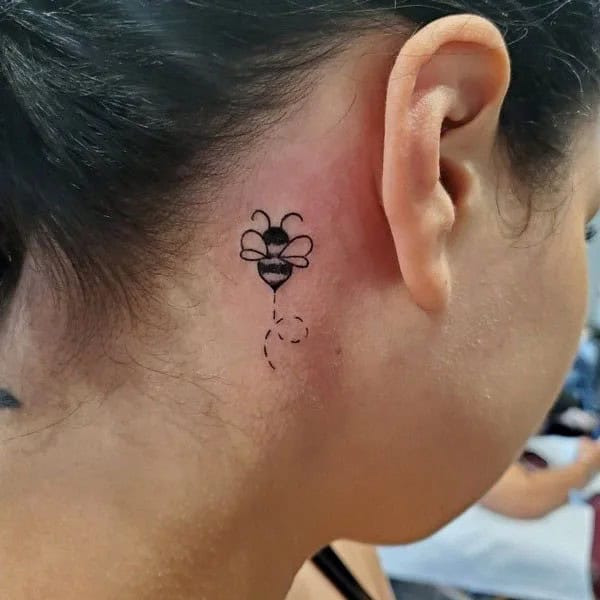 Bee Tattoo Behind Ear