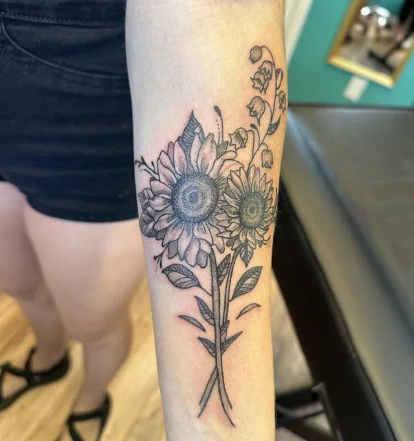 Black and White Sunflower Tattoo