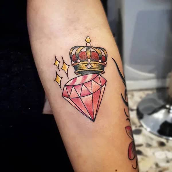 Diamond with Crown Tattoo