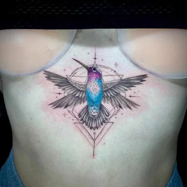 Hummingbird Sternum Tattoo