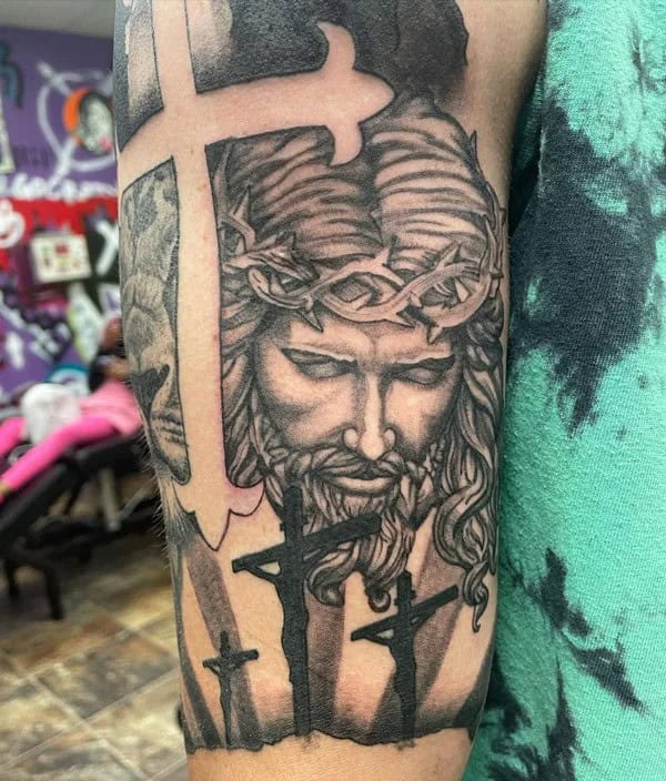 Jesus 3 Cross Tattoo