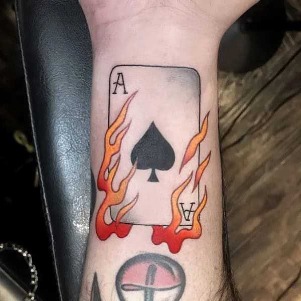 Ace of Spades Tattoo on Fire