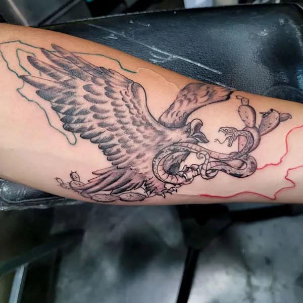 Mexican Eagle Chest Tattoo