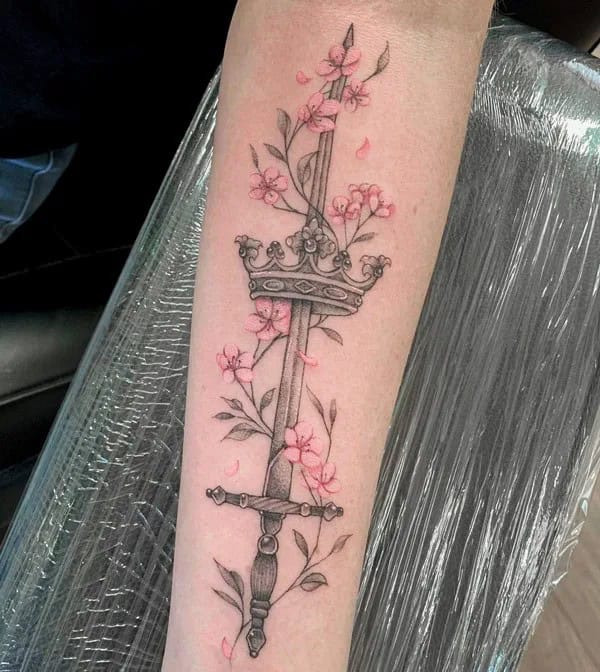 Sword and Crown Tattoo