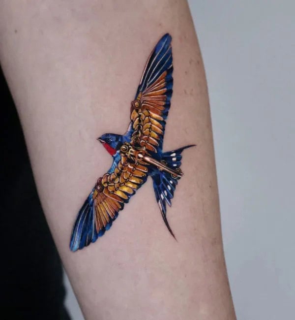 Mechanical Swallow Tattoo