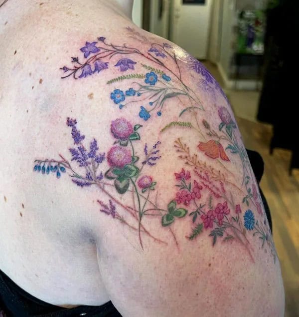 Wildflower Shoulder Tattoo