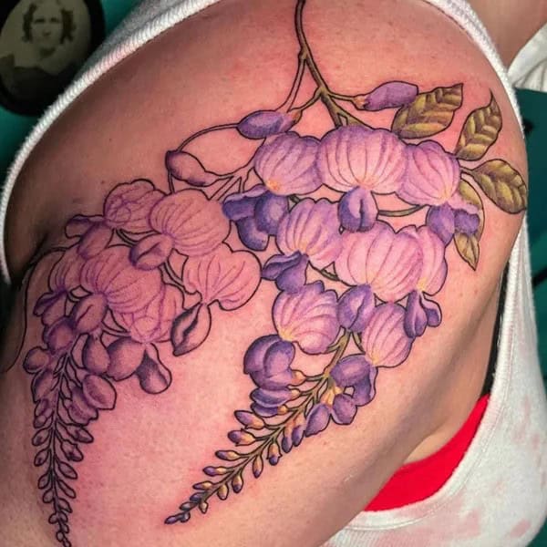 Wisteria Thigh Tattoo