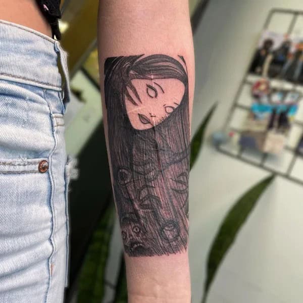 Geometric Junji Ito Tattoo