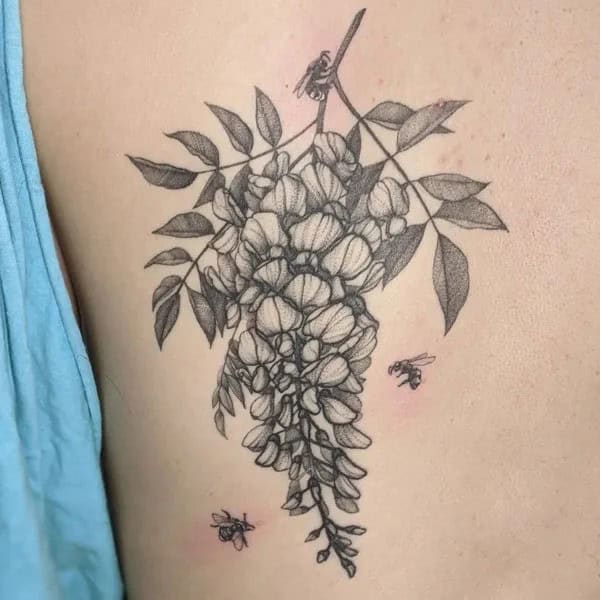 Wisteria Thigh Tattoo