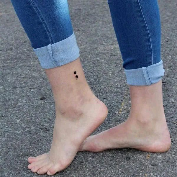 Semicolon Tattoo on Ankle