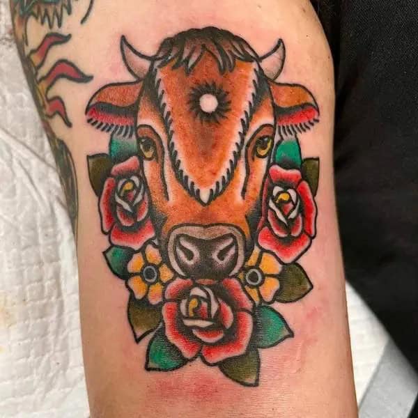 Traditional Cow Tattoo