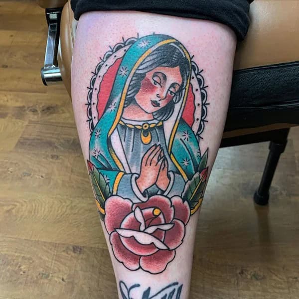 Traditional Virgin Mary Tattoo