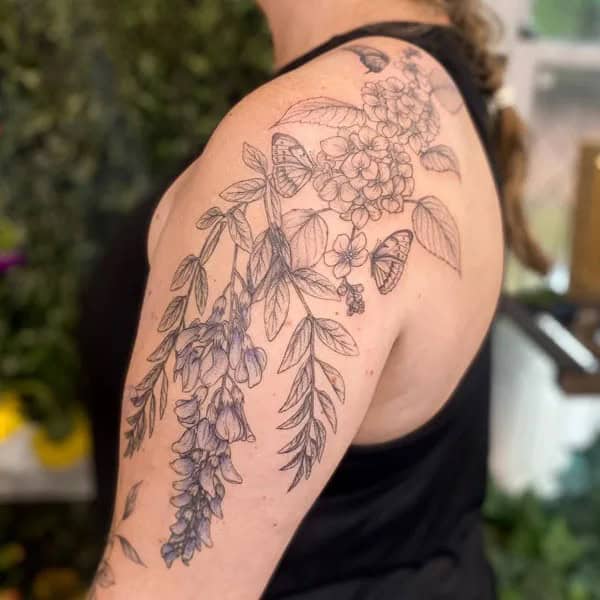 Wisteria Thigh Tattoo