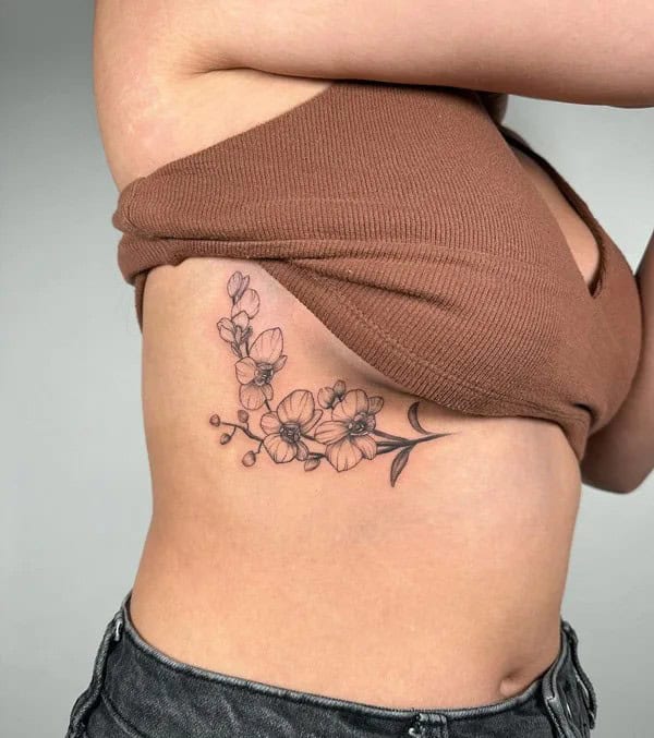 Underboob Orchid Tattoo