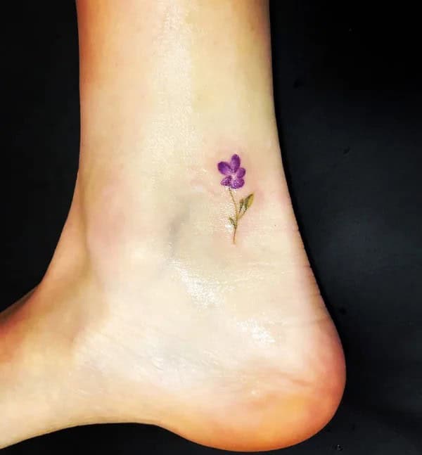 February Birth Flower Ankle Tattoo