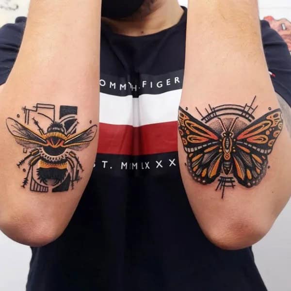 Butterfly and Bee Tattoo